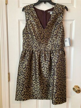 NWT Metallic Gold and Black Animal Print Cocktail Dress. Size 12.